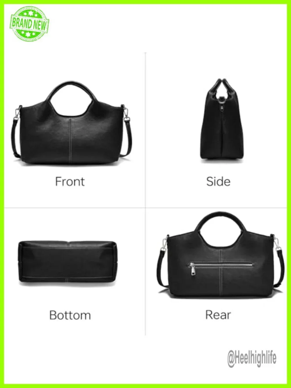 Small Designer Tote Satchel Soft Leather Crossbody Handbag with 2 Compartments